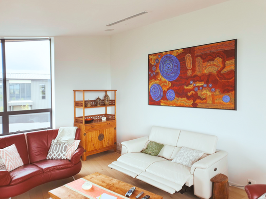 happy customer sending aboriginal painting installed in their room