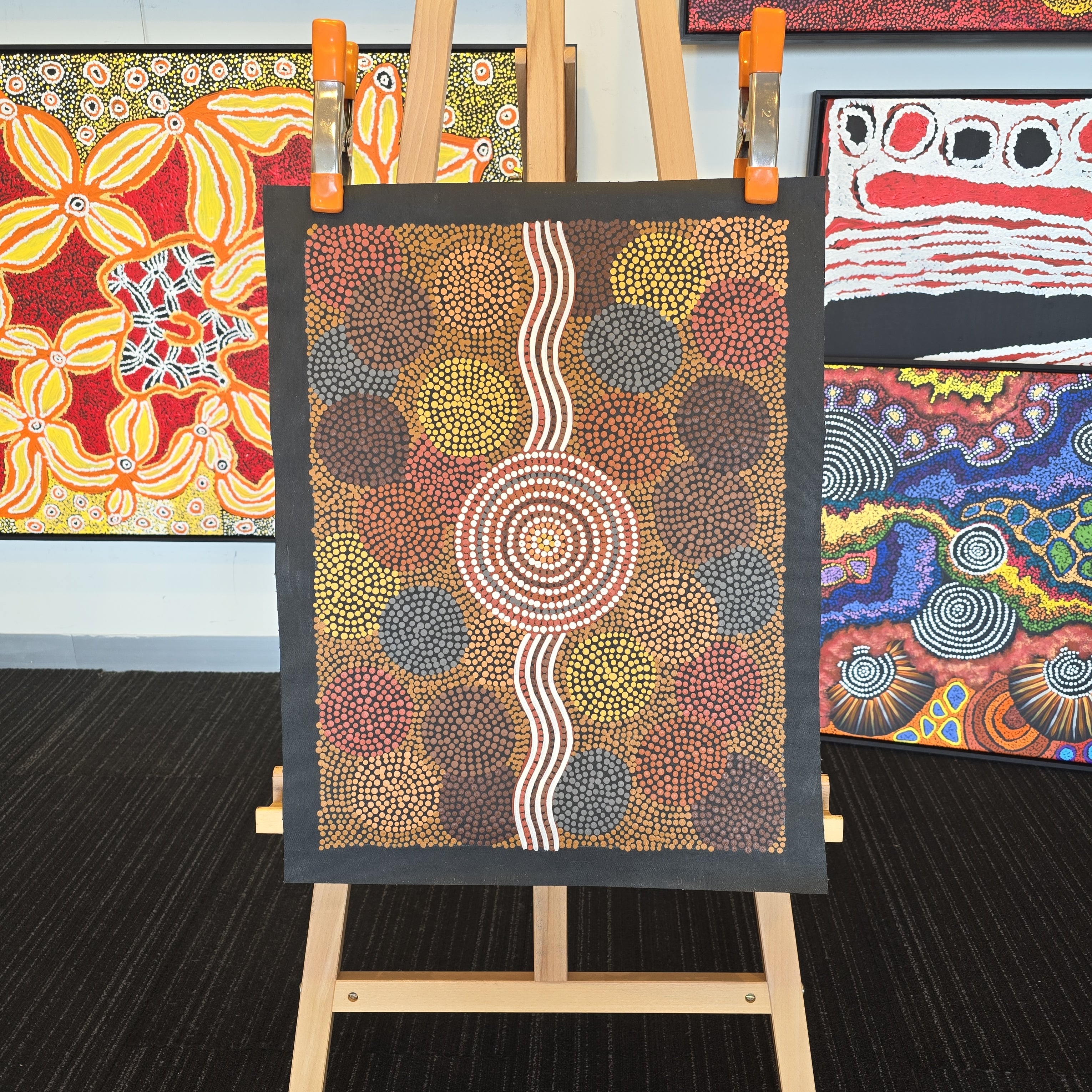 Bevan Tjampitjinpa 400 mm x 550 mm Mandel Aboriginal Art Gallery