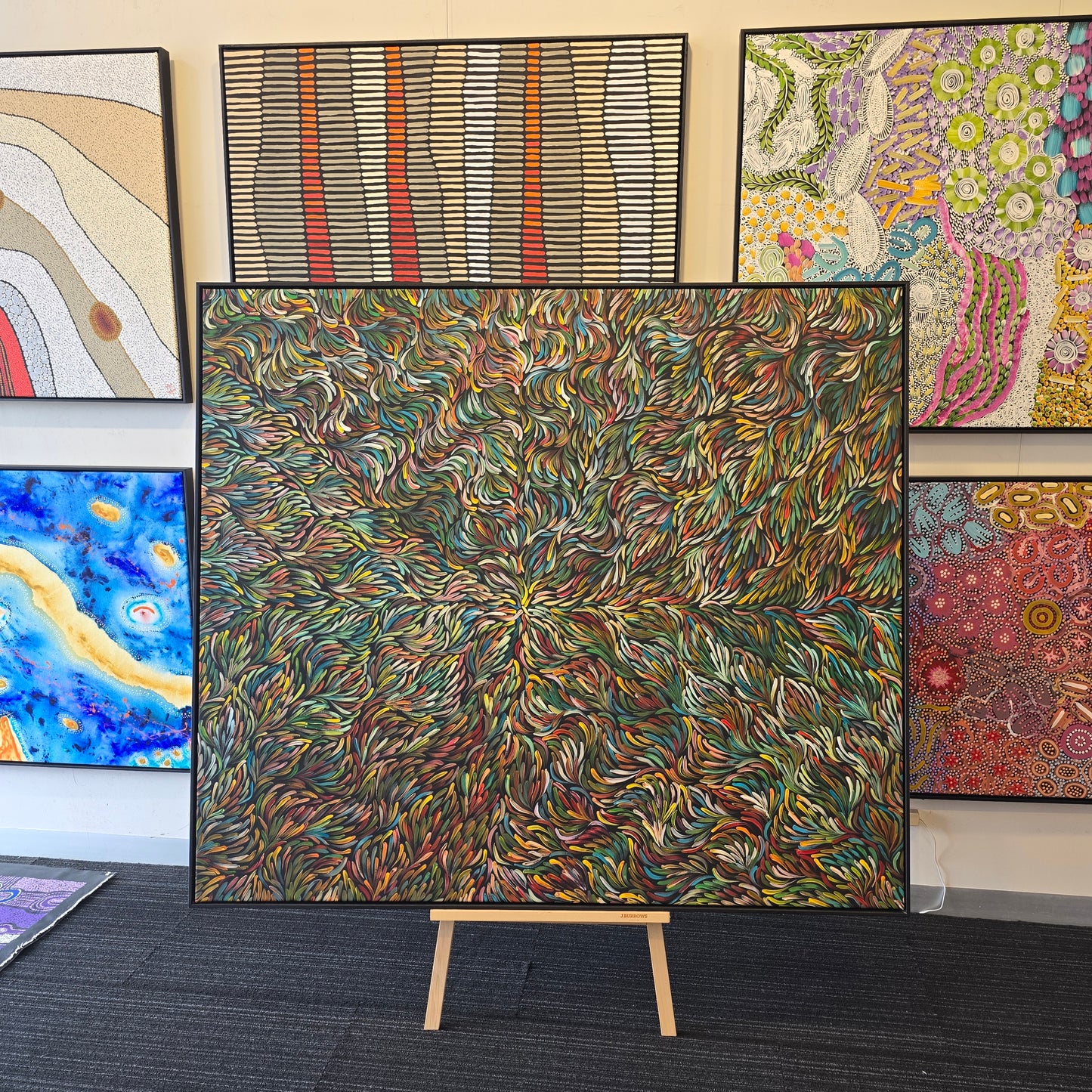 Rosemary Petyarre - Bush Medicine Leaves - 1450 mm x 1650 mm - Aborginal Artwork for sale
