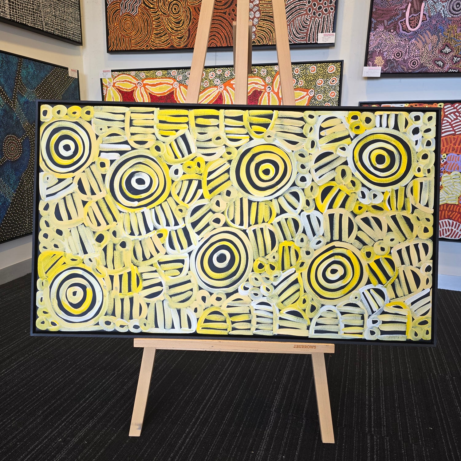 Louise Numina 630 mm x 1100 mm aboriginal art for sale at Manel Aboriginal Art Gallery