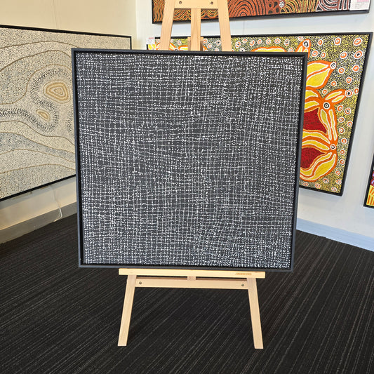 Julie Nangala Robertson 760mm x 780mm aboriginal art on sale at mandel aboriginal art gallery