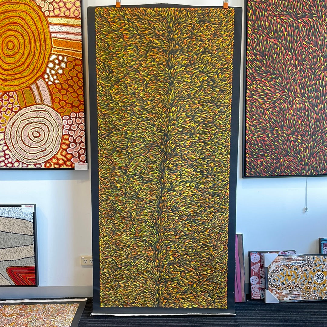 Rosemary Petyarre - Bush Medicine Leaves- 900 mm x 2000 mm- Aboriginal Art for sale 