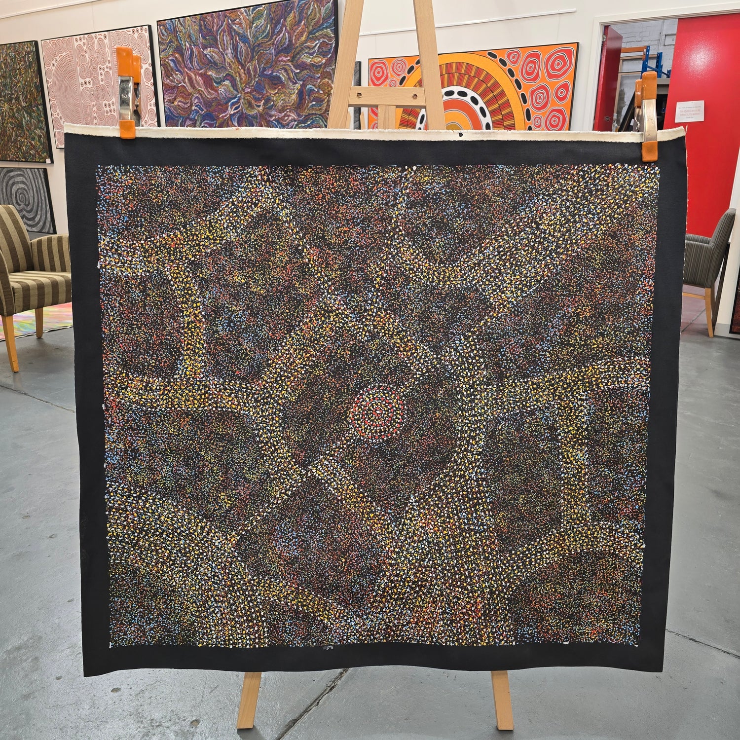 Roseanne Morton 940 mm x 1060 mm aboriginal artwork for sale at Mandel